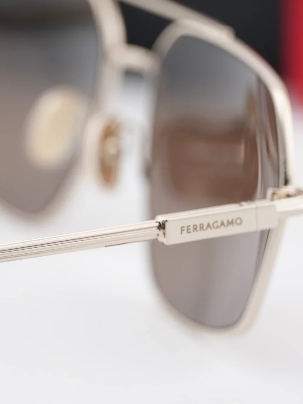 Salvatore Ferragamo SF313S 745 Aviator Sunglasses - Gold / Brown